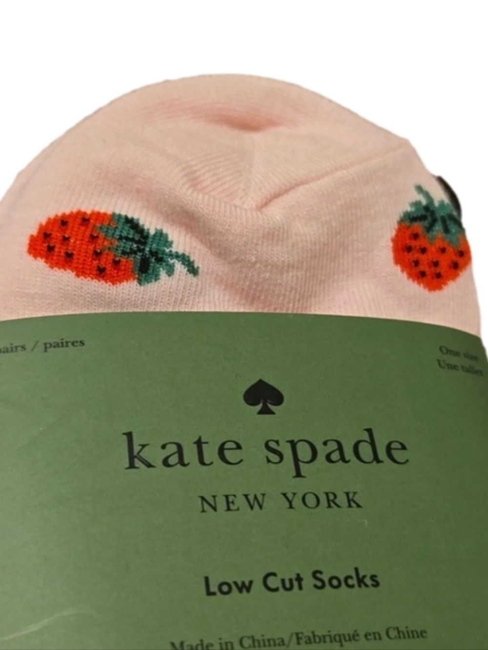 Kate Spade Strawberry Pink Red & White Low Cut Socks 3 Pairs Nwt - Picture 1 of 3